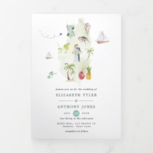 Saint Lucia Destination Wedding Photo Tri-Fold Car