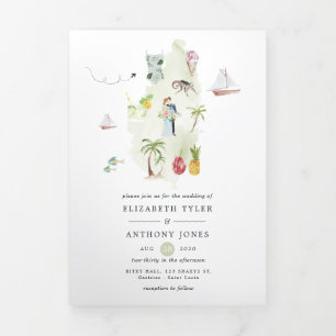 Saint Lucia Destination Wedding Tri-Fold Card