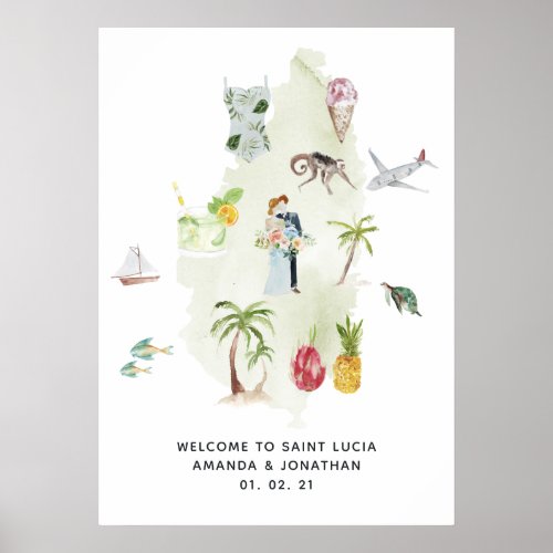 Saint Lucia Destination Wedding Welcome Poster