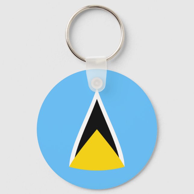 Saint Lucia Fisheye Flag Keychain (Front)