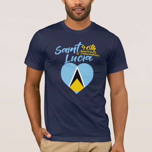 Saint Lucia Flag 40th Independence Day T-Shirt (Front)