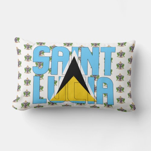 Saint Lucia Flag and Coat of Arms Patriotic Lumbar Pillow