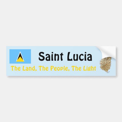 Saint Lucia Flag and Map Bumper Sticker