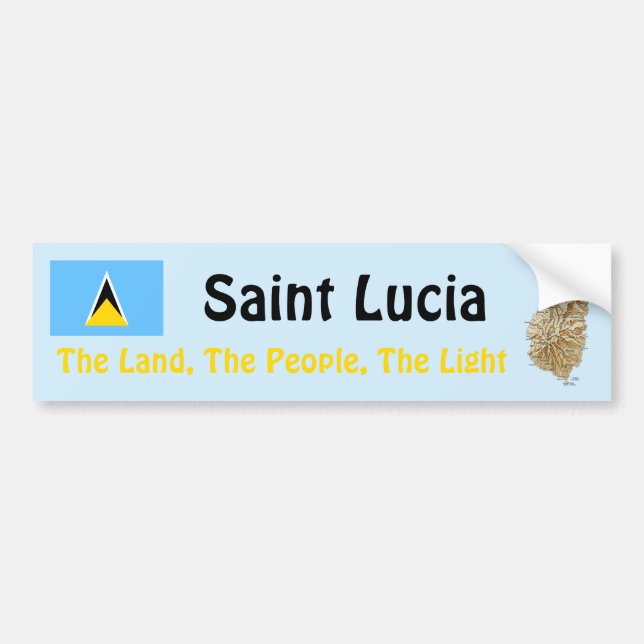 Saint Lucia Flag and Map Bumper Sticker (Front)