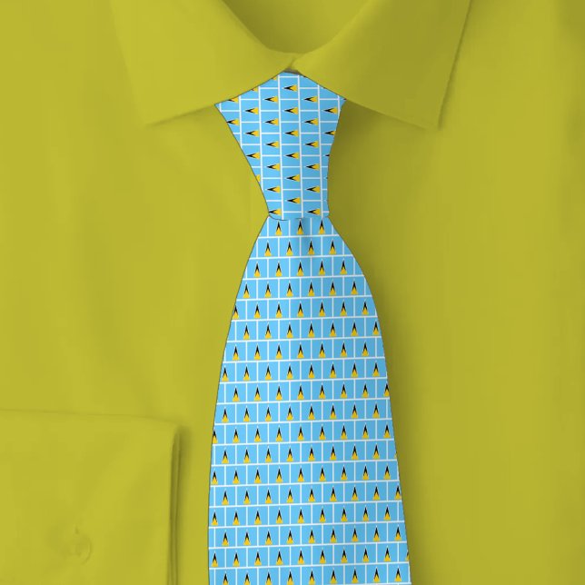 Saint Lucia Flag Brick Pattern Neck Tie (Creator Uploaded)
