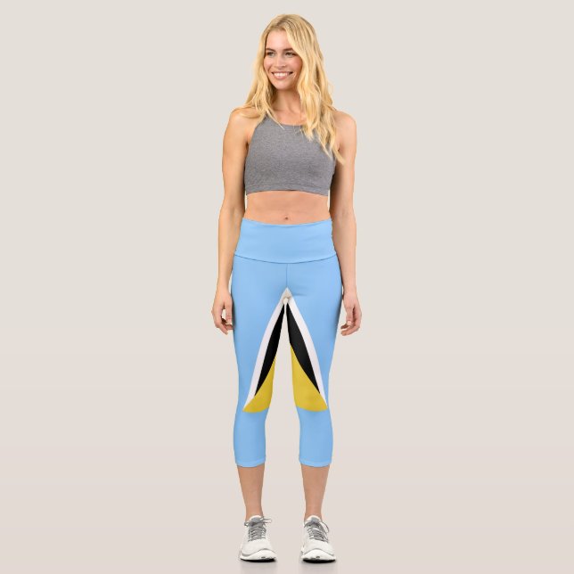 Saint Lucia flag Capri Leggings (Front)