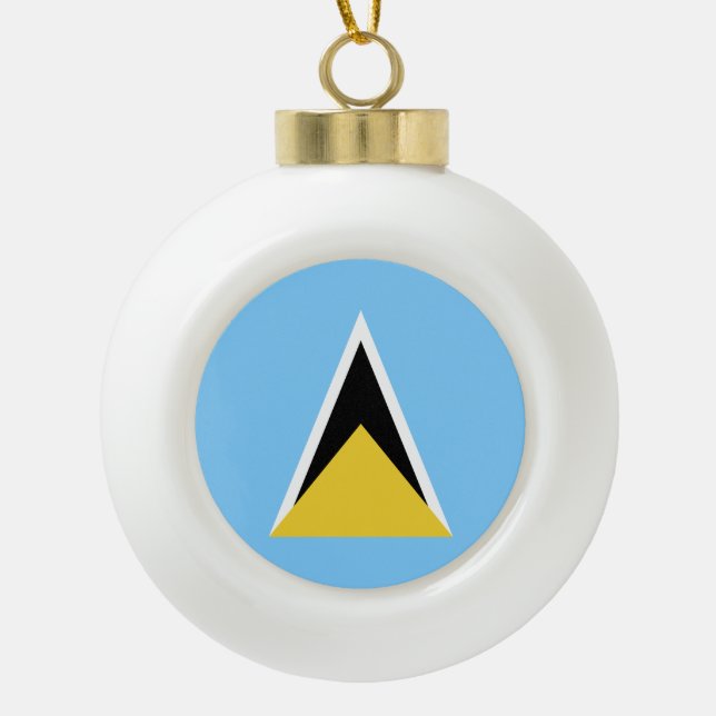 Saint Lucia Flag Ceramic Ball Christmas Ornament (Front)
