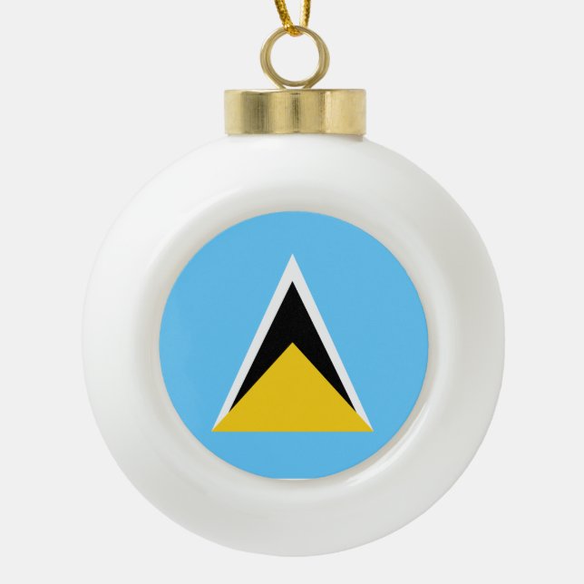 Saint Lucia Flag Ceramic Ball Christmas Ornament (Front)