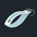 Saint Lucia Flag Charming Patriotic Wrist Keychain<br><div class="desc">Saint Lucia Flag Charming Patriotic Wrist Keychain with the two inscriptions "Saint Lucia" infused with the pattern from the Saint Lucia national flag placed opposite each other. Inside and outside of the Wrist Keychain are covered in the complementary colors. The Saint Lucia Coat of Arms is placed on the left...</div>
