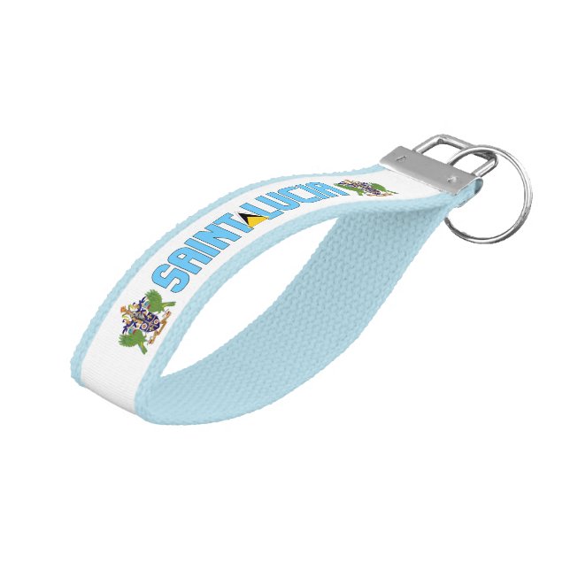 Saint Lucia Flag Charming Patriotic Wrist Keychain (Angled Up)