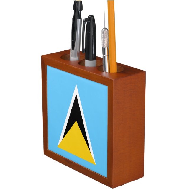 Saint Lucia Flag Desk Organizer (In Situ)
