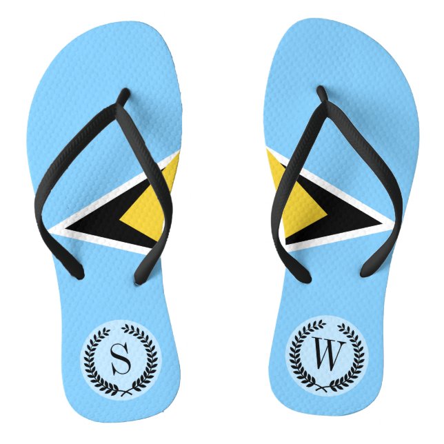Saint Lucia Flag Flip Flops (Footbed)