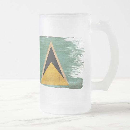 Saint Lucia Flag Frosted Glass Beer Mug
