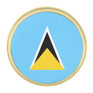Saint Lucia Flag Gold Finish Lapel Pin