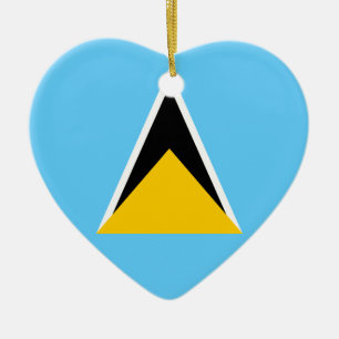 Saint Lucia Flag Heart Ceramic Ornament