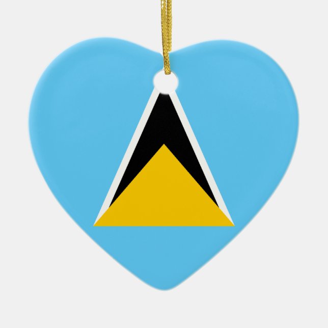 Saint Lucia Flag Heart Ceramic Ornament (Front)