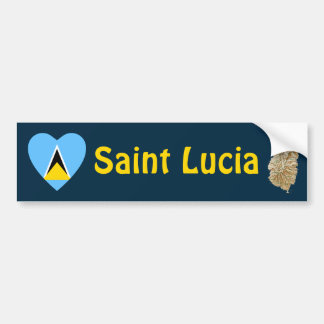 Saint Lucia Flag Heart + Map Bumper Sticker