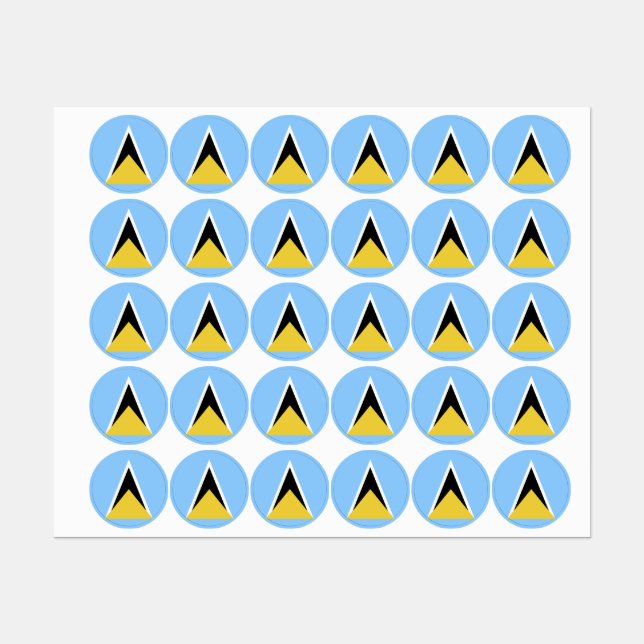 Saint Lucia flag Labels (Sheet)