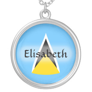 Saint Lucia Flag + Name Necklace