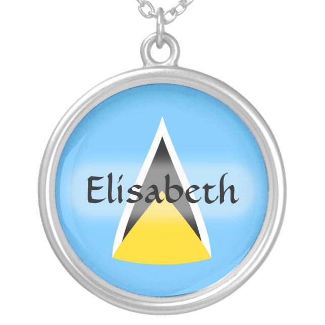 Saint Lucia Flag + Name Necklace (Front)