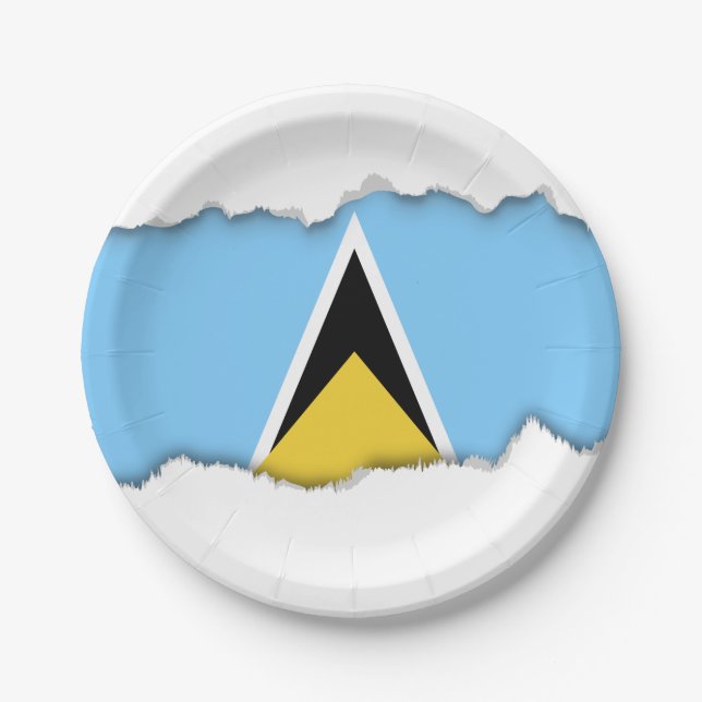 Saint Lucia Flag Paper Plates (Front)