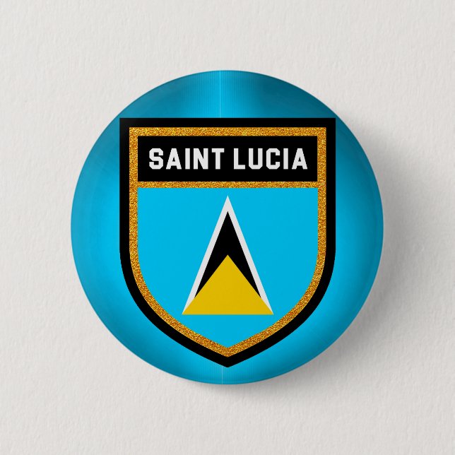Saint Lucia Flag Pinback Button (Front)