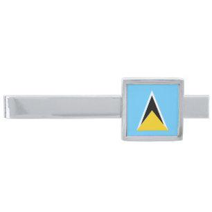 Saint Lucia Flag Silver Finish Tie Bar