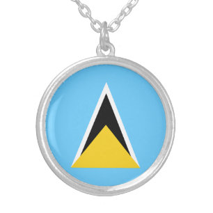 Saint Lucia Flag Silver Plated Necklace