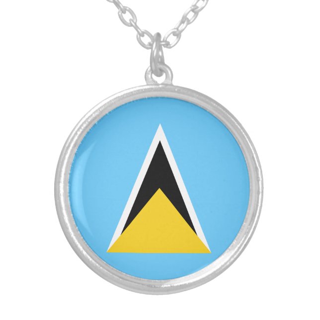 Saint Lucia Flag Silver Plated Necklace (Front)