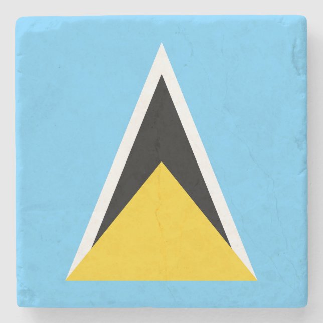 Saint Lucia Flag Stone Coaster (Front)