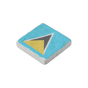 Saint Lucia Flag Stone Magnet