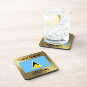 Saint Lucia Flag+Text Coaster