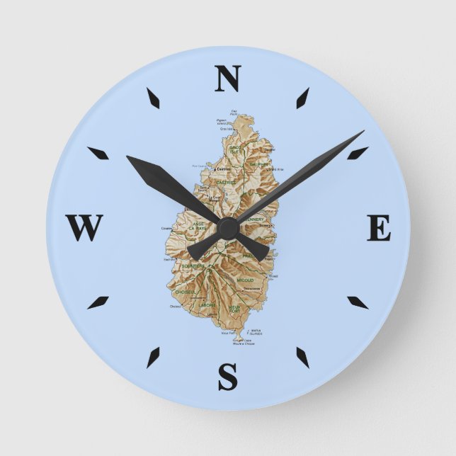 Saint Lucia Map Clock (Front)