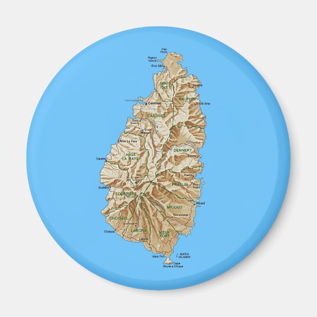 Saint Lucia Map Magnet (Front)