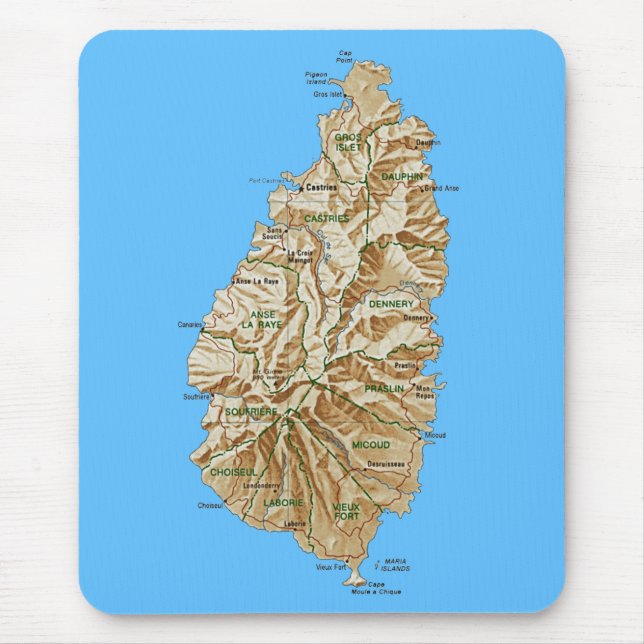Saint Lucia Map Mousepad (Front)