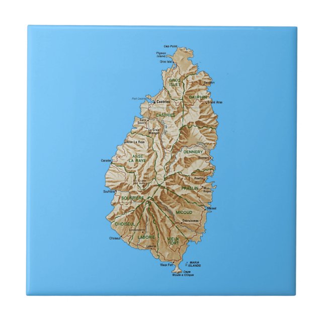 Saint Lucia Map Tile (Front)