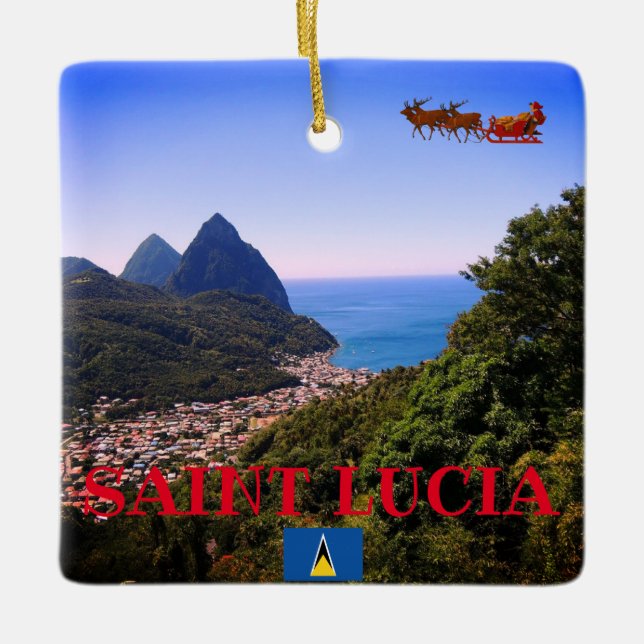SAINT LUCIA Panoramic Ceramic Ornament (Front)