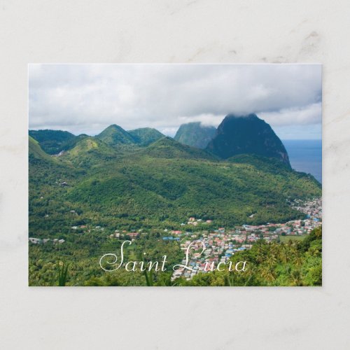 Saint Lucia pitons from Soufriere Postcard