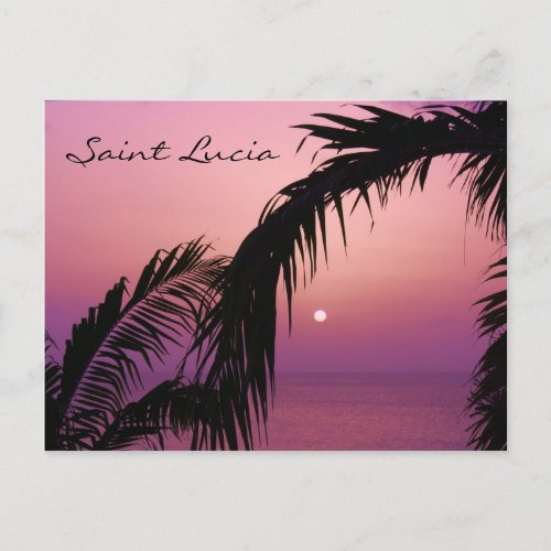 Saint Lucia Purple Paradise Sunset Postcard
