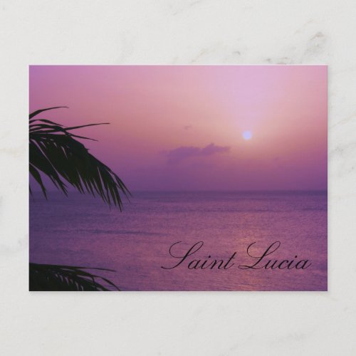 Saint Lucia Purple Sunset Postcard
