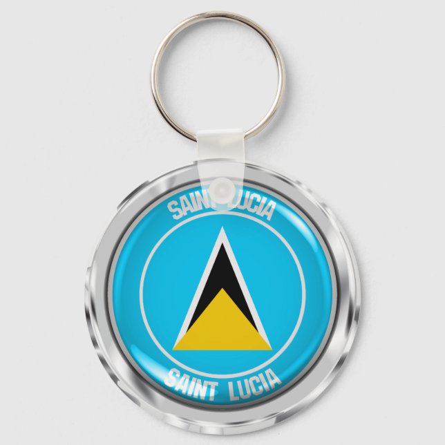 Saint Lucia Round Emblem Keychain (Front)