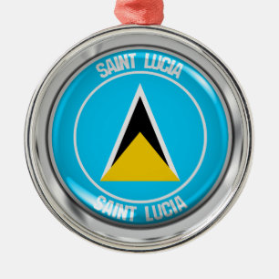 Saint Lucia Round Emblem Metal Ornament