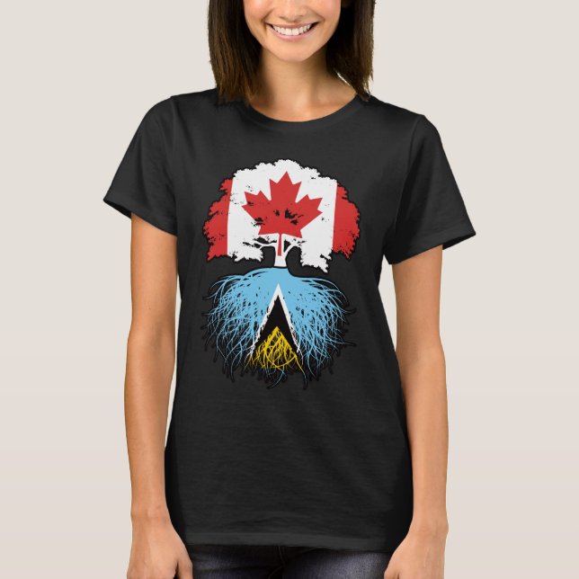 Saint Lucia Saint Lucian Canadian Canada Tree Root T-Shirt (Front)