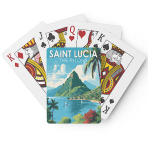 Saint Lucia The Pitons Travel Art Vintage Poker Cards