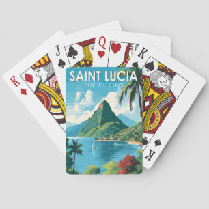 Saint Lucia The Pitons Travel Art Vintage Poker Cards