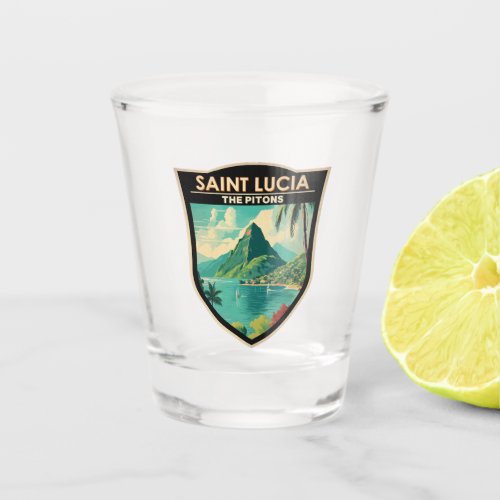 Saint Lucia The Pitons Travel Art Vintage Shot Glass