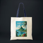 Saint Lucia The Pitons Travel Art Vintage Tote Bag<br><div class="desc">Saint Lucia The Pitons vector art design. The Pitons are two mountainous volcanic plugs,  volcanic spires,  located in Saint Lucia.</div>