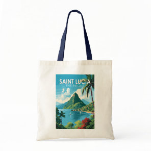 Saint Lucia The Pitons Travel Art Vintage Tote Bag