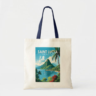 Saint Lucia The Pitons Travel Art Vintage Tote Bag