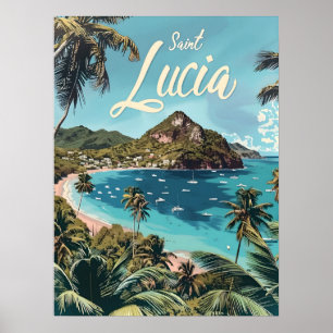 Saint Lucia Tropical Beach Poster